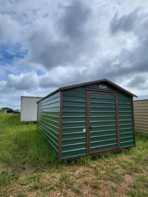 08 x 10 Forest Green Steel Single Door and Window Shed