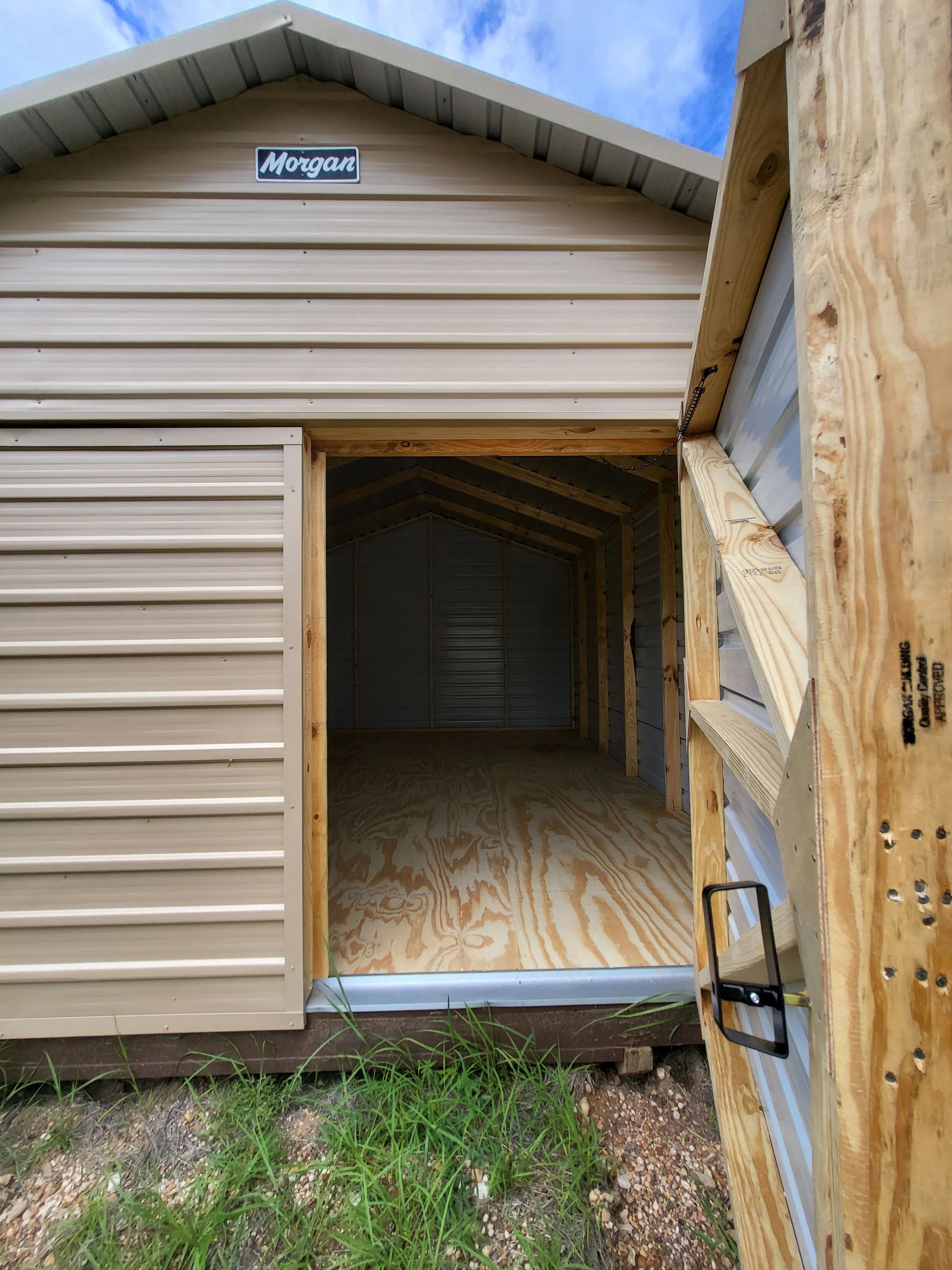 12 x 16 Steel Peak Storage in Tan with Double Doors