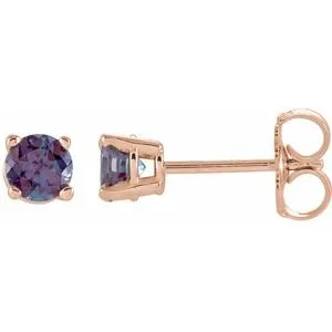 14K Rose 2.5 mm Natural Blue Zircon Stud Earrings