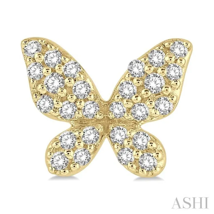 1/5 Ctw Butterfly Motif Round Cut Diamond Petite Fashion Earring in 10K Yellow Gold