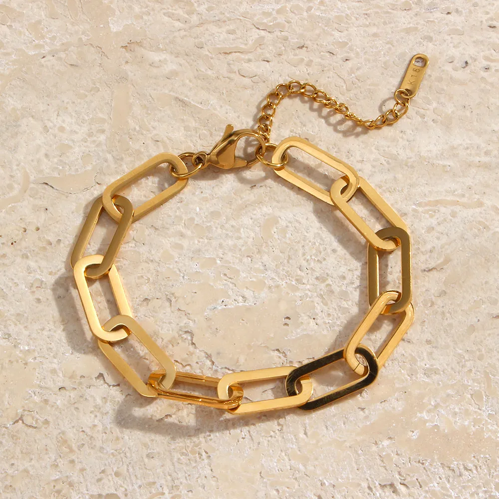 17cm-22cm 9mm Width Bold Paperclip Link Chain Bracelet