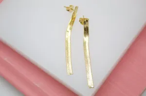 18K Gold Filled Herringbone Snake Earrings (L208)