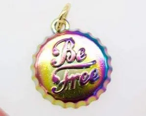 18K Gold Filled holographic iridescent Soda Cap Pendant (A45)