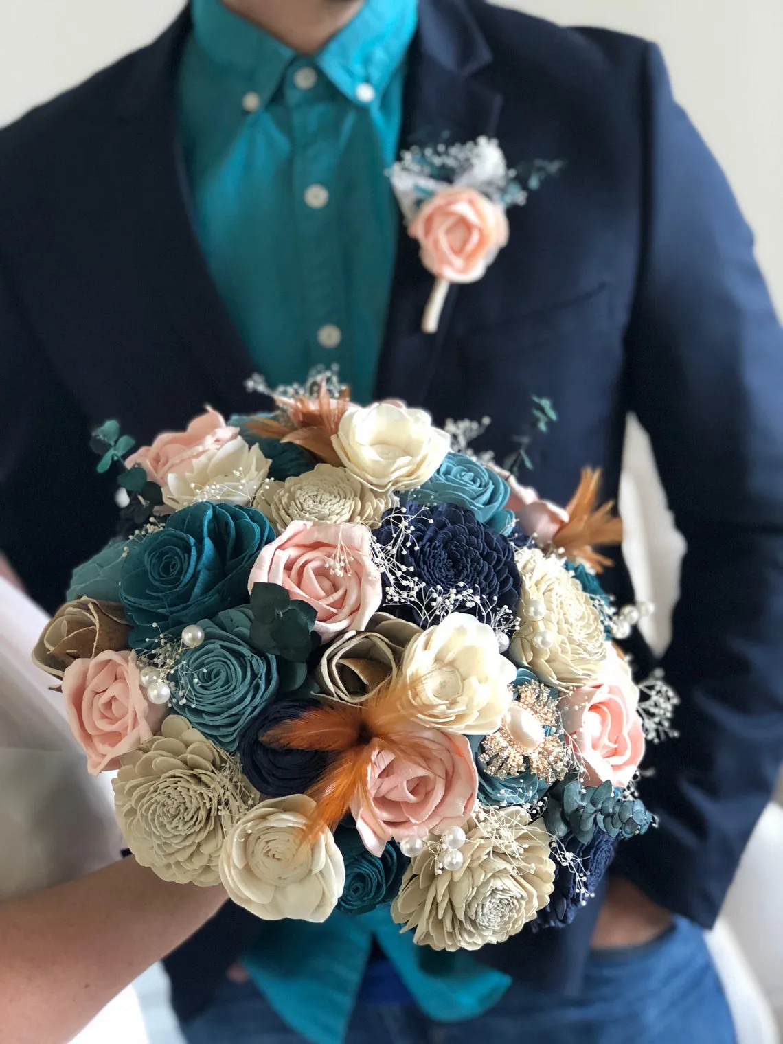 1920's Vintage Blush and Blue Bouquet