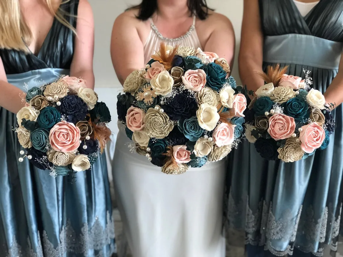 1920's Vintage Blush and Blue Bouquet