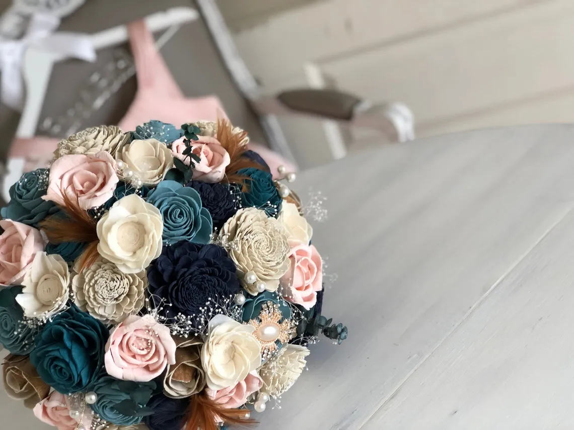 1920's Vintage Blush and Blue Bouquet