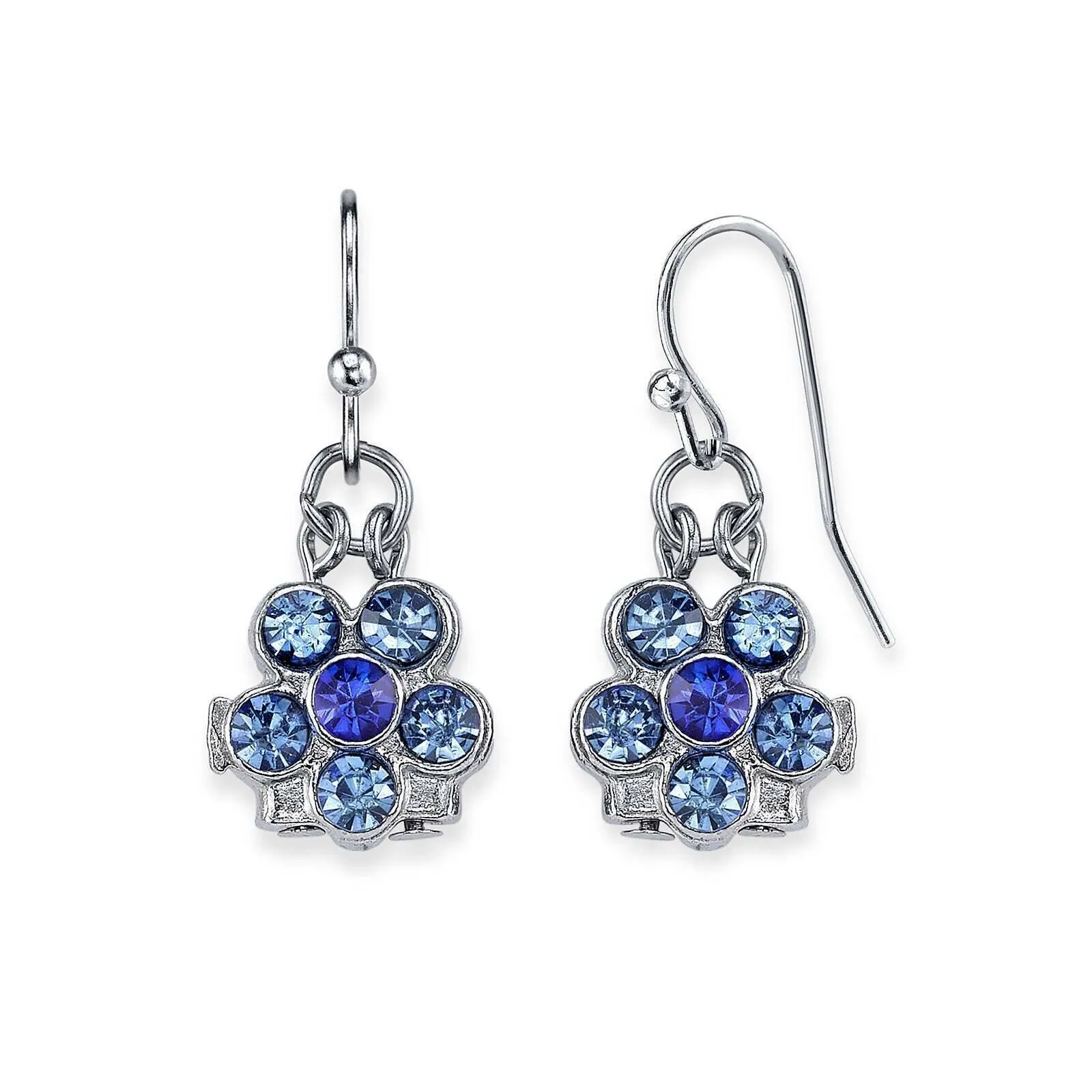 1928 Jewelry Six Crystal Flower Shaped Drop Earrings