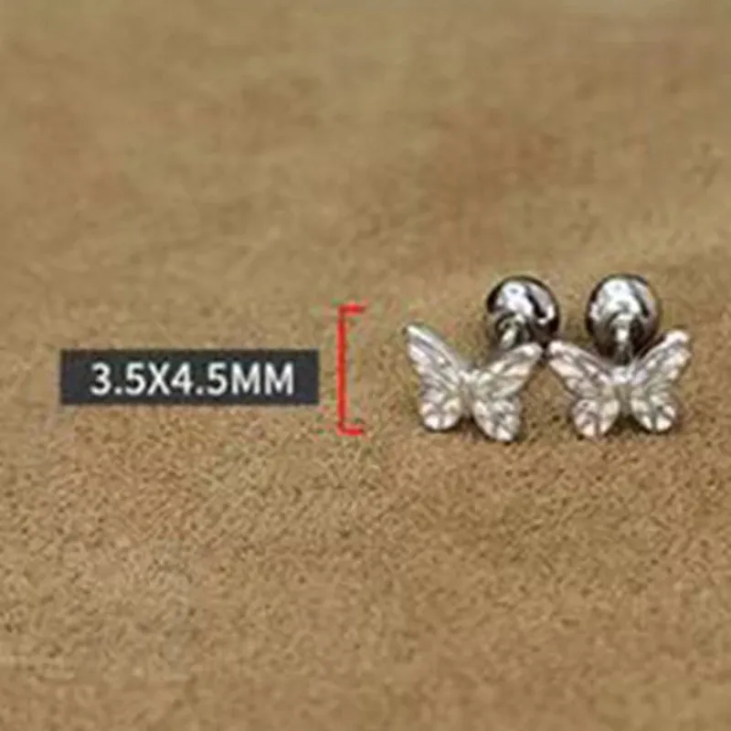 1Pair Hollow Bowknot Ear Bone Nail Glossy Butterfly Spiral Stud Earrings For Women Girls Wedding Party New Fine Jewelry Gift