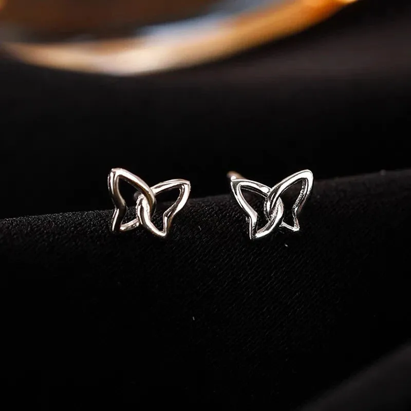 1Pair Hollow Bowknot Ear Bone Nail Glossy Butterfly Spiral Stud Earrings For Women Girls Wedding Party New Fine Jewelry Gift