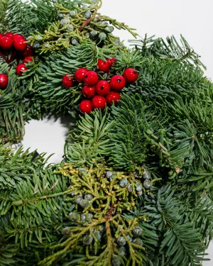 3" Noble Fir, Juniper, Cedar, and Pinecone Candle Ring