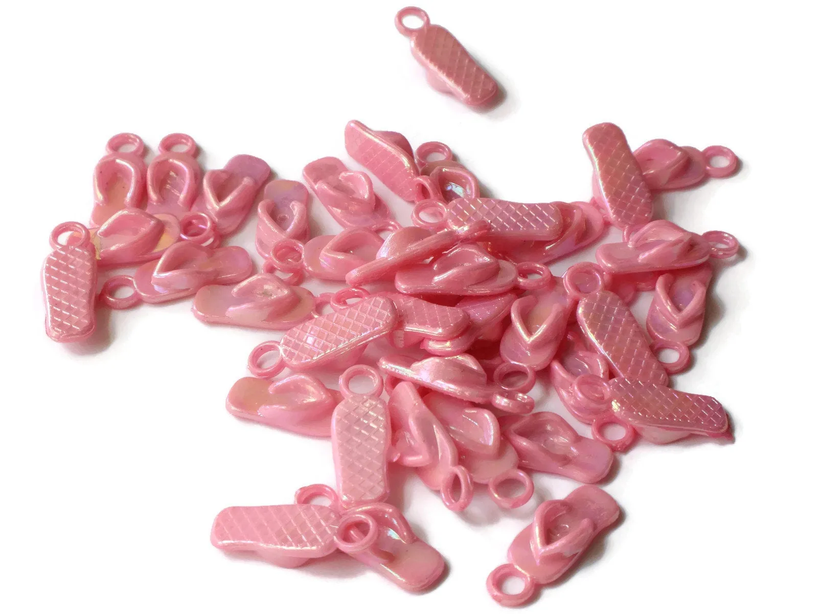 40 22mm Flip Flop Charms Light Pink Sandal Charms Miniature Plastic Shoe Beads