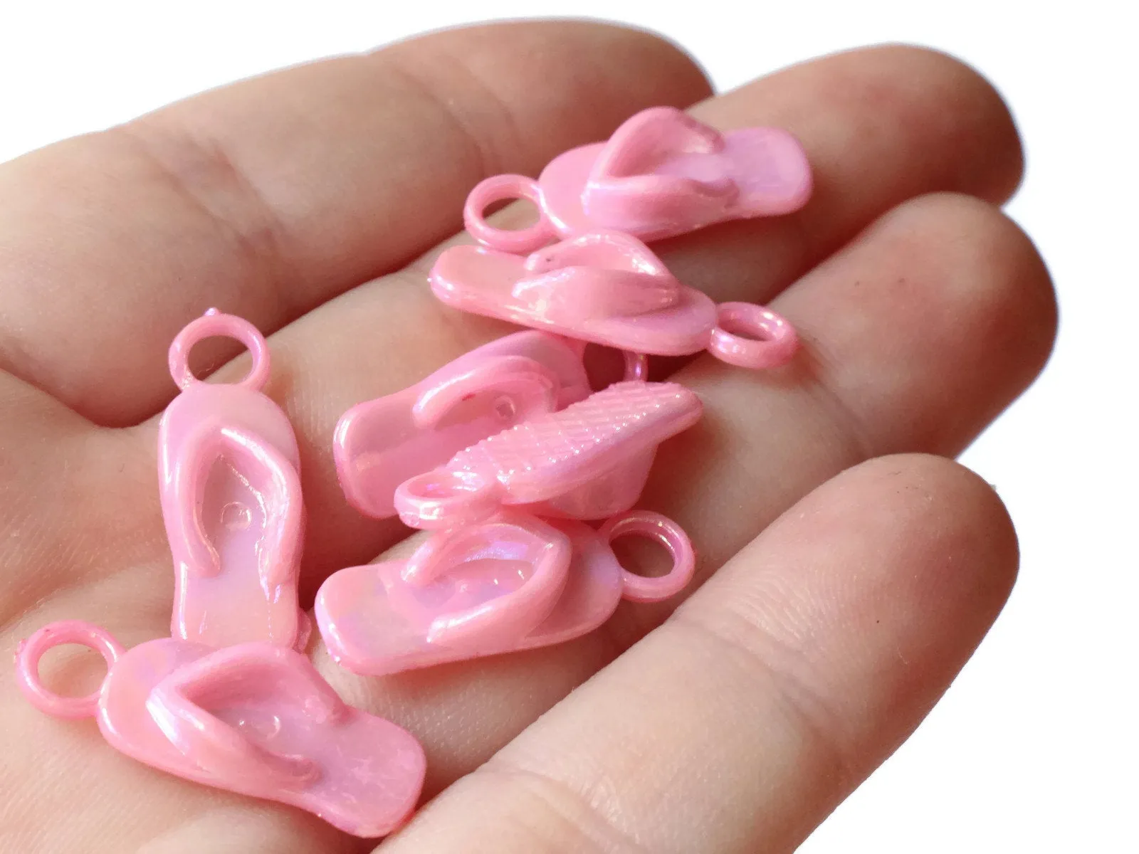 40 22mm Flip Flop Charms Light Pink Sandal Charms Miniature Plastic Shoe Beads