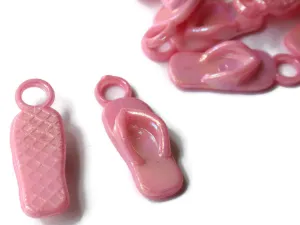 40 22mm Flip Flop Charms Light Pink Sandal Charms Miniature Plastic Shoe Beads