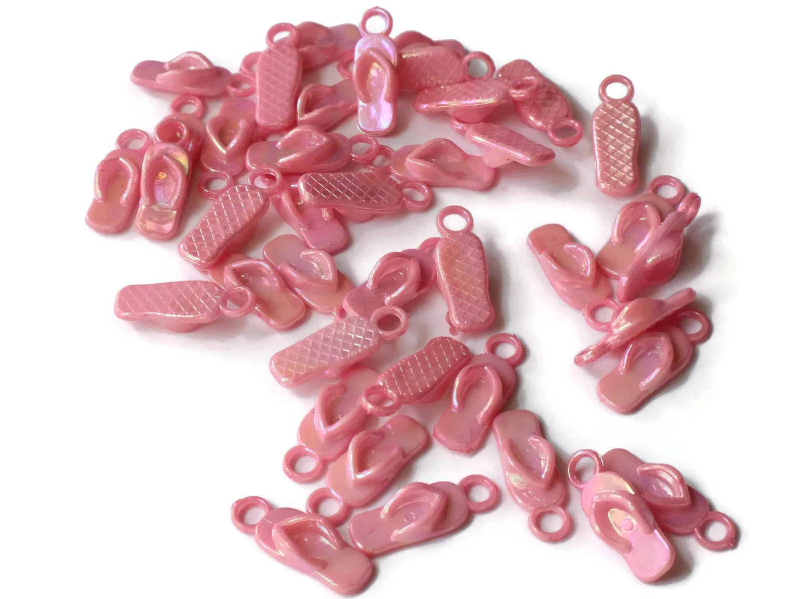 40 22mm Flip Flop Charms Light Pink Sandal Charms Miniature Plastic Shoe Beads