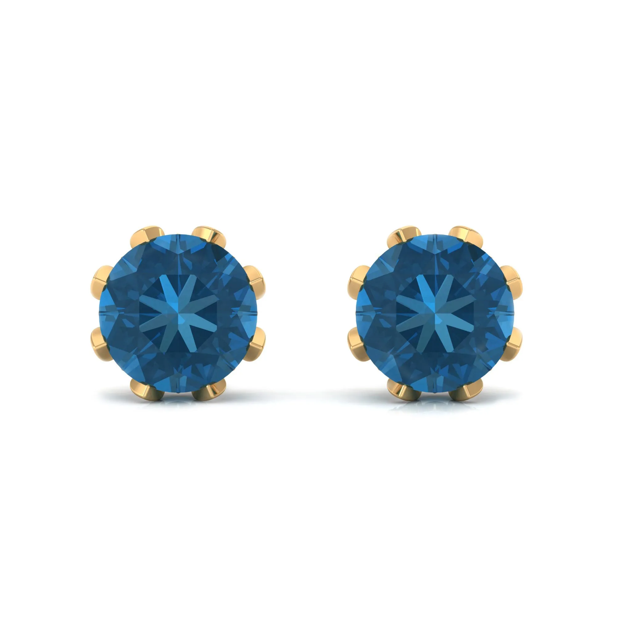 4.50 CT London Blue Topaz and Diamond Bridal Stud Earrings