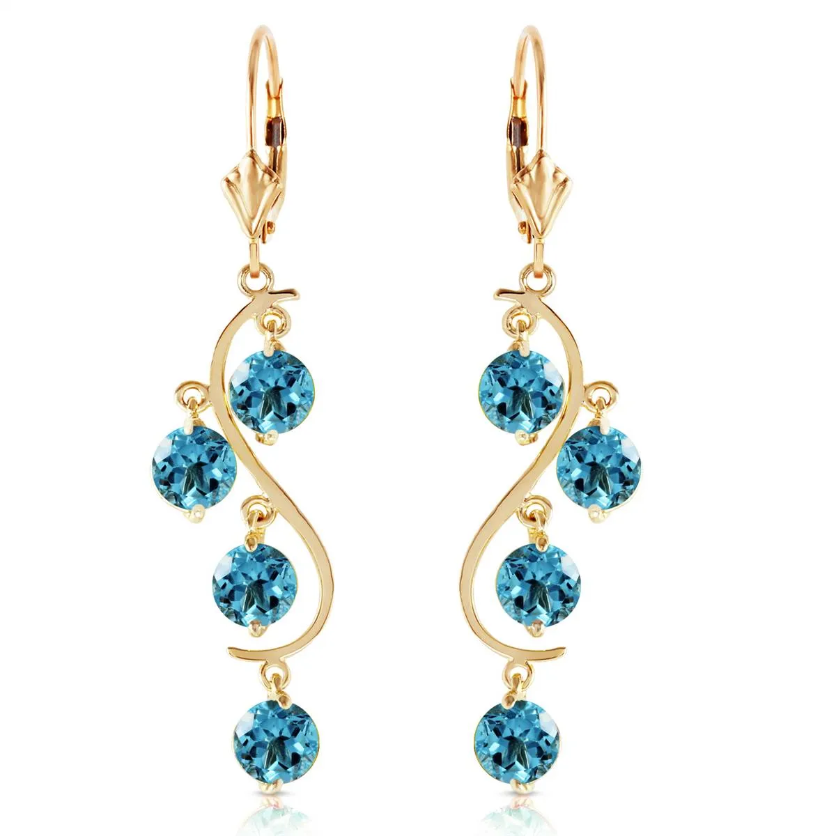 4.95 Carat 14K Solid Yellow Gold Grape Blue Topaz Earrings