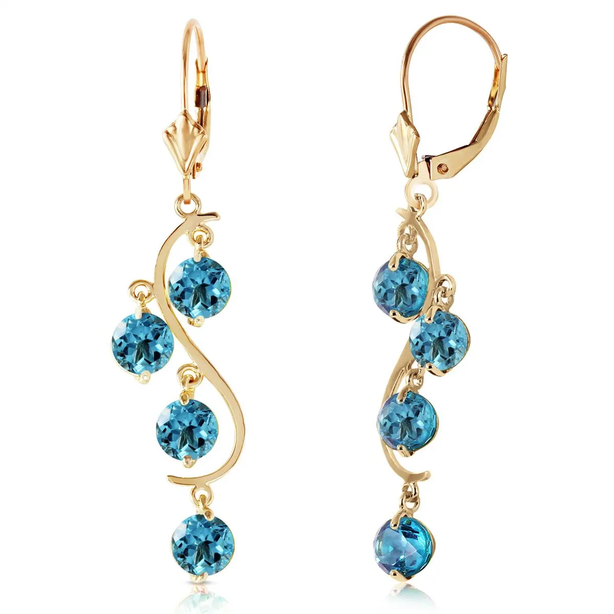 4.95 Carat 14K Solid Yellow Gold Grape Blue Topaz Earrings