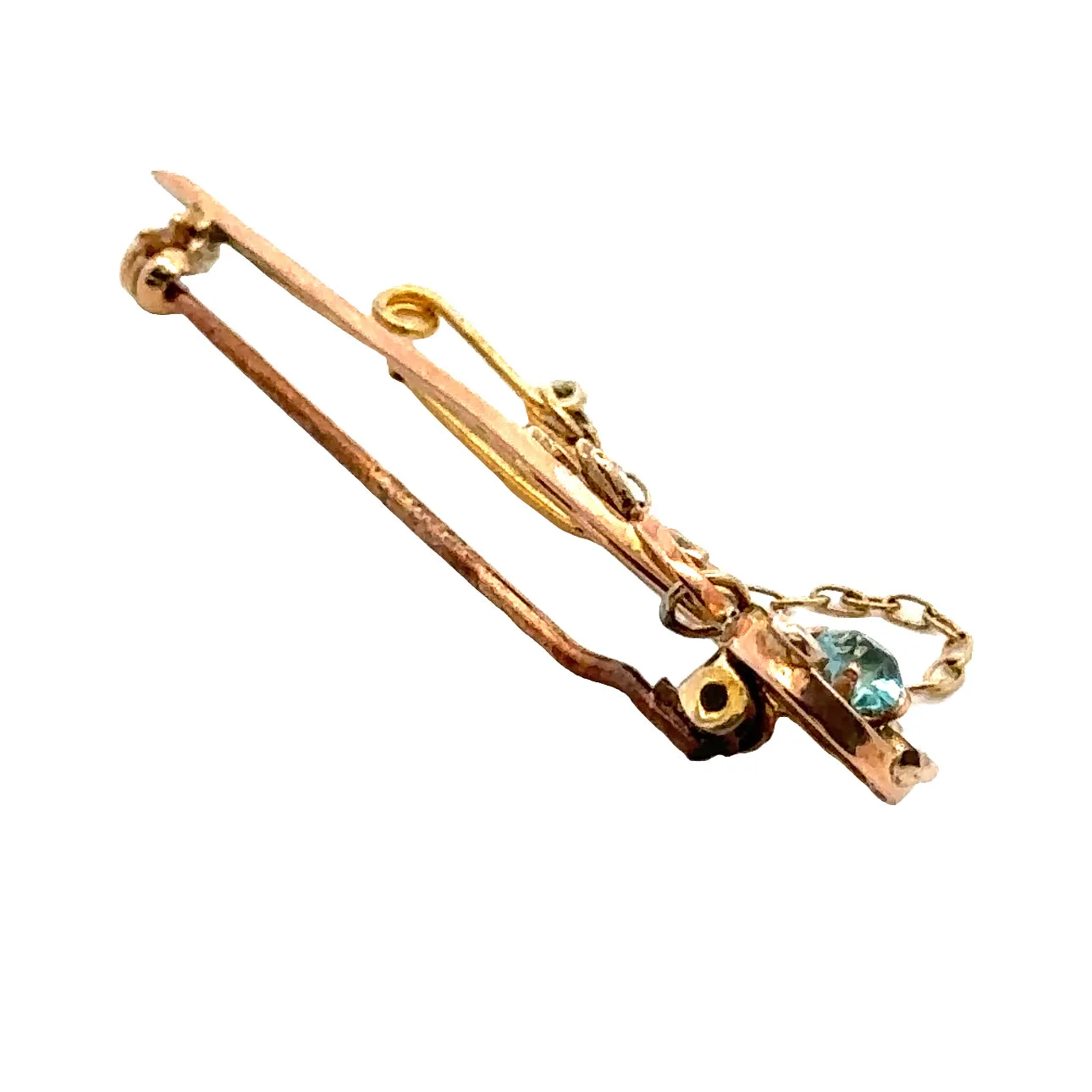 9ct Yellow Gold Topaz and Pearl Brooch