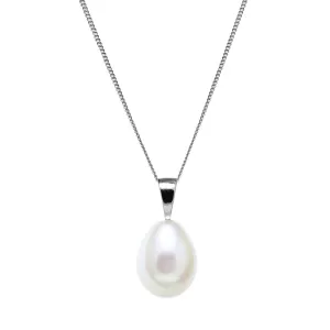 9mm Teardrop White Freshwater Pearl Sterling Silver Pendant