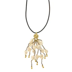 A Keshi Pearl   Diamond Bead Tassel Pendant