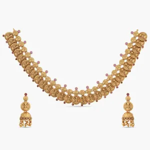 Aarava Antique Red Kempu Necklace Set