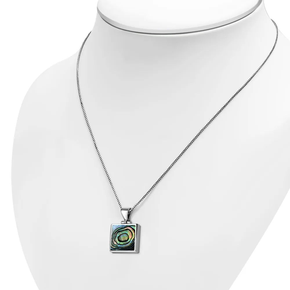 Abalone Shell Square Sterling Silver Pendant