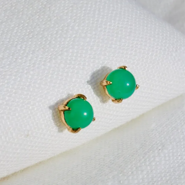 Alexi Stud, Chrysoprase, 9kt Yellow Gold