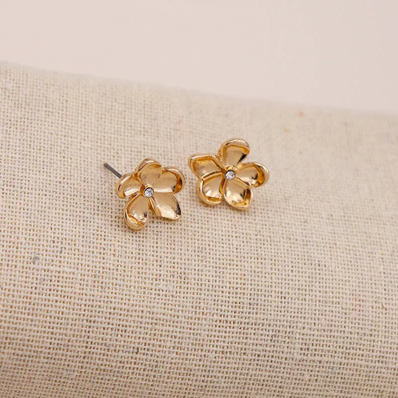 Alloy Floral Stud Earrings in Elegant Japanese Style