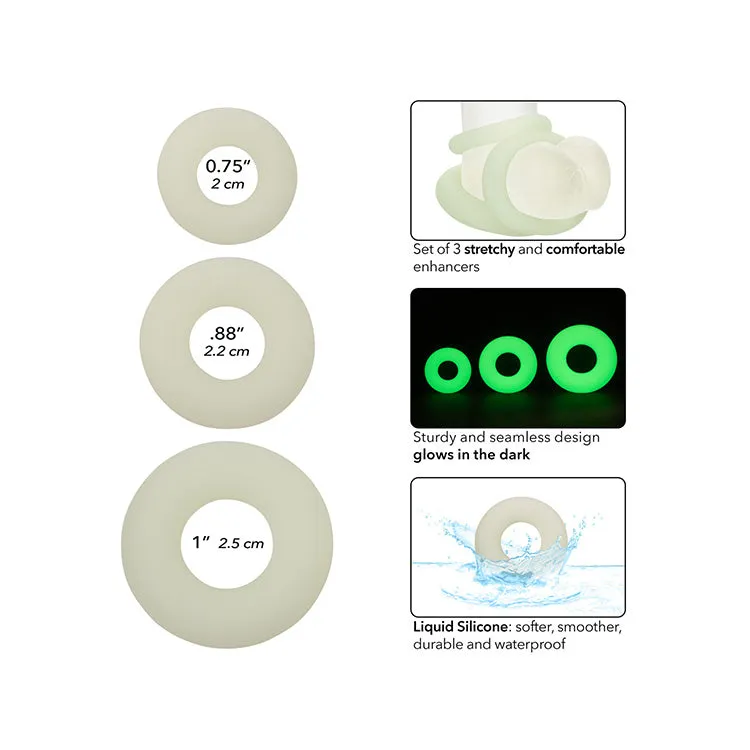 Alpha Liquid Silicone Glow-in-the-Dark Cock Ring Set