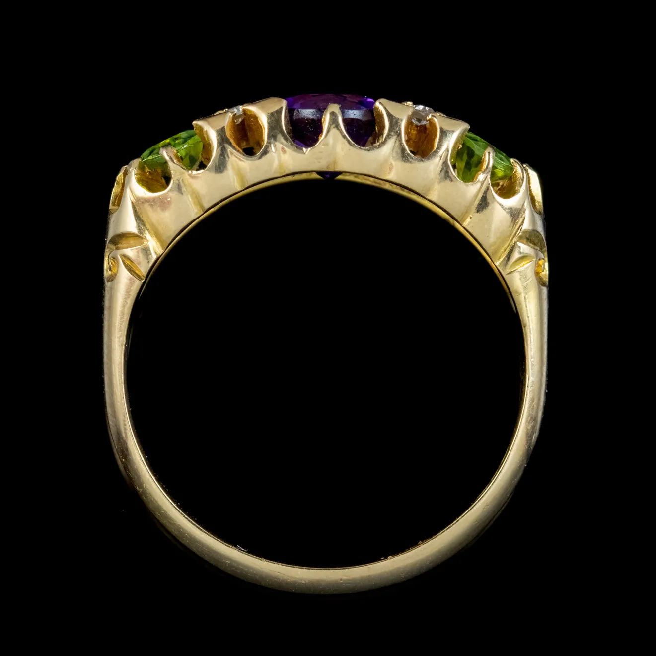 Antique Suffragette Amethyst Diamond Peridot Ring 18Ct Gold Dated 1918