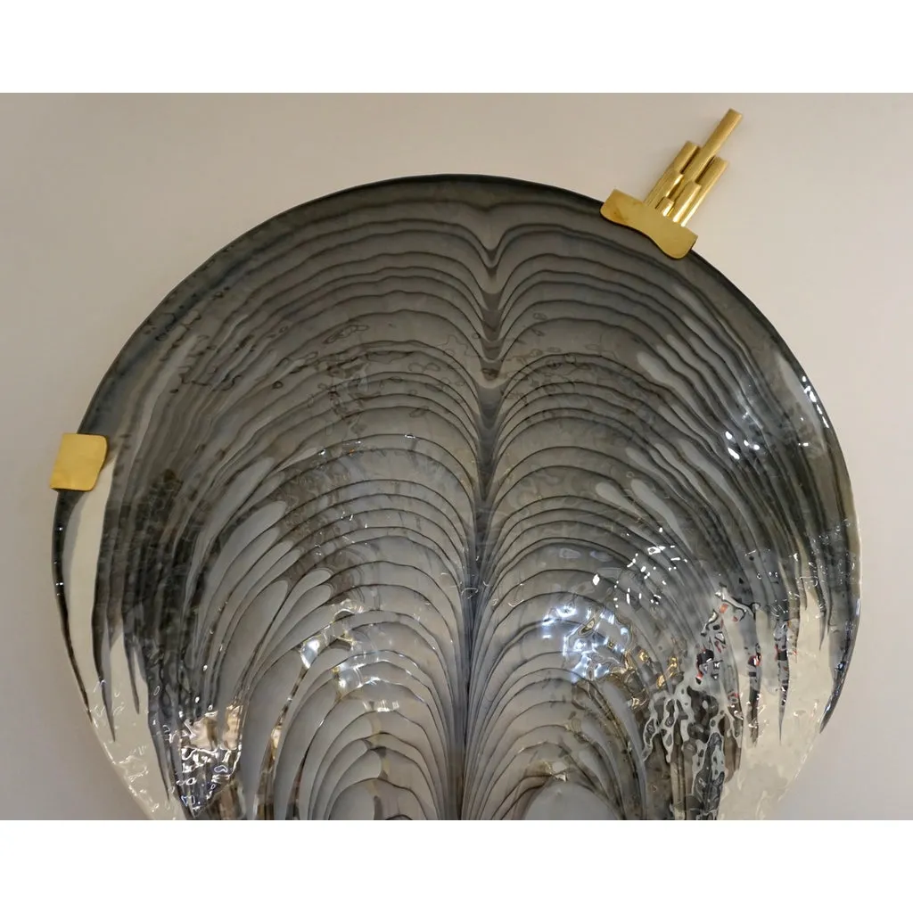 Art Deco Style Monumental Italian Black Gray White Murano Glass Flush/Wall Light