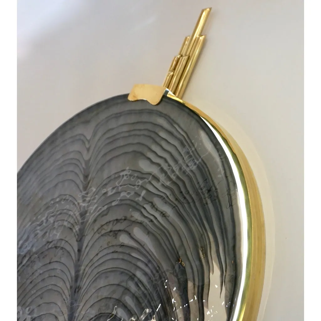 Art Deco Style Monumental Italian Black Gray White Murano Glass Flush/Wall Light