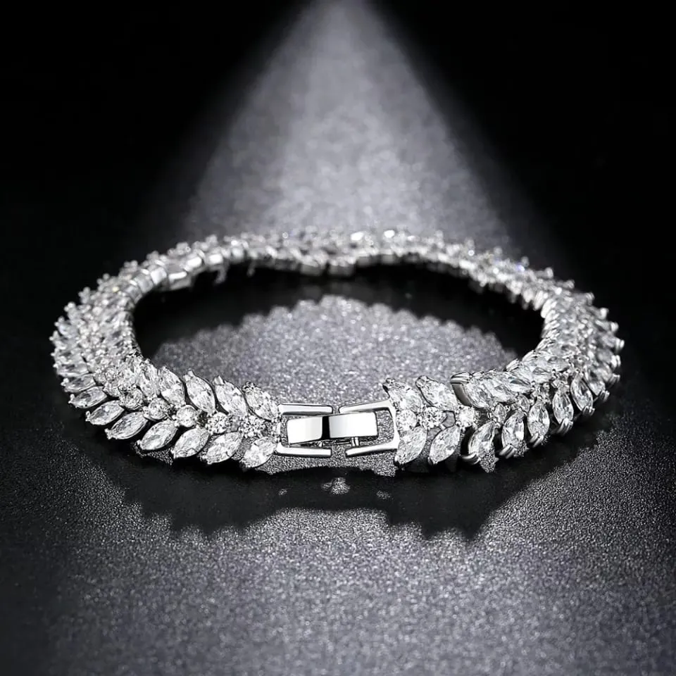 Beautiful Dual Crystal Leaf bracelet By IDH-ID001DB