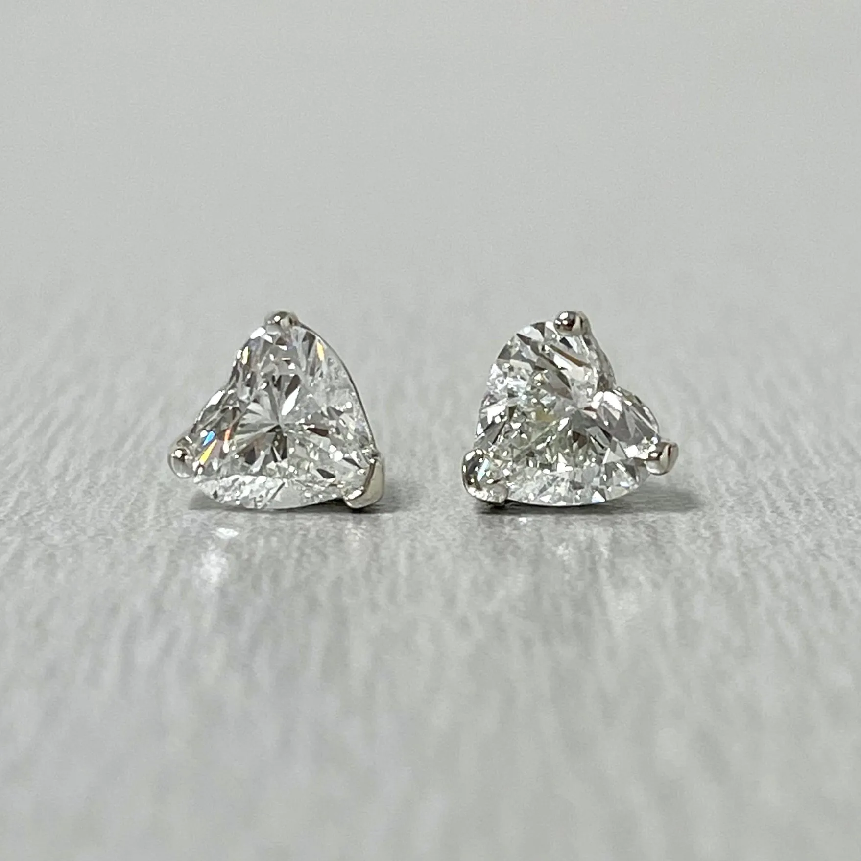 Beauvince Heart Shape Solitaire Studs (2.01 ct I SI1 GIA Diamonds) in White Gold