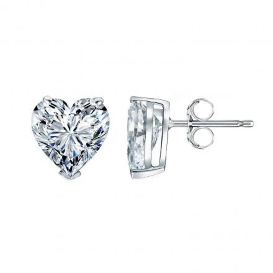 Beauvince Heart Shape Solitaire Studs (2.01 ct I SI1 GIA Diamonds) in White Gold