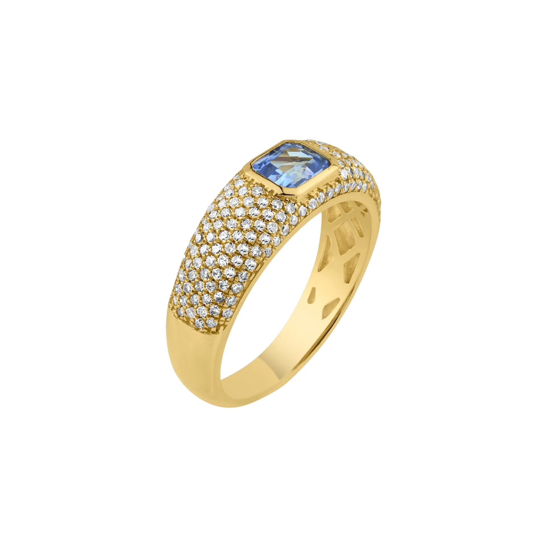 Bezel Set Gemstone & Diamond Stacking Ring