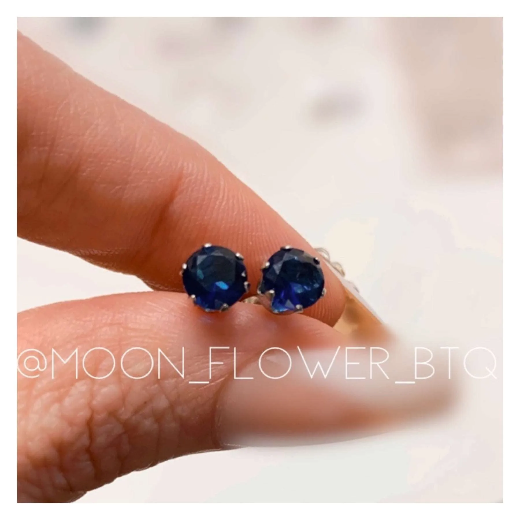 Blue CZ Stud Earrings