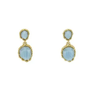 Blue Double Stone Earrings