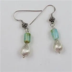 Blue Opal and Silver Earrings