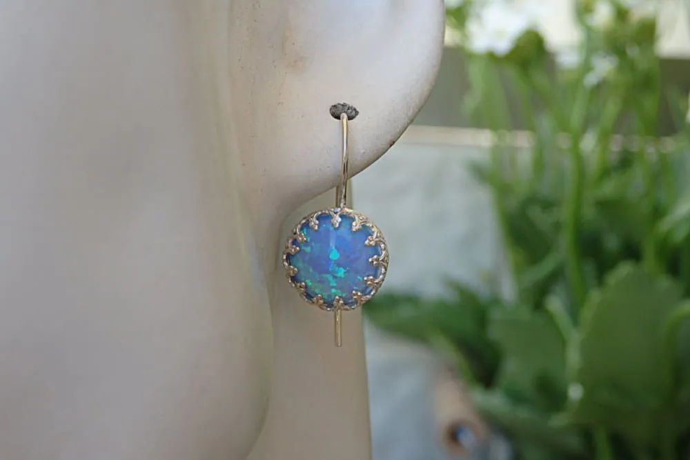 Blue Opal Silver Earrings