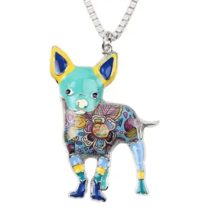 Bonsny Maxi Statement Metal Alloy Chihuahuas Dog Choker Necklace Chain Collar Pendant 2016 Fashion New Enamel Jewelry For Women