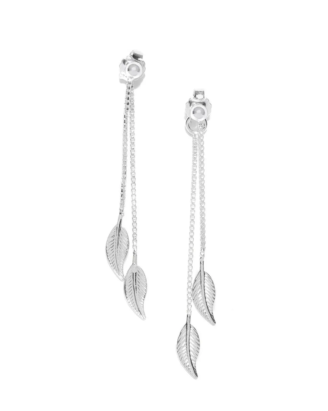 Carlton London 925 Sterling Silver Rhodium Plated Leaf Drop Earring For Women