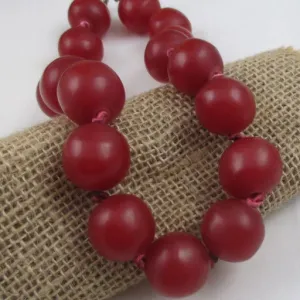 Cherry Red Big  African Trade Bead Statement Necklace