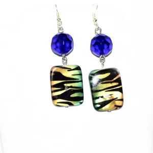 Chunky Blue Animal Print Dangle Earrings