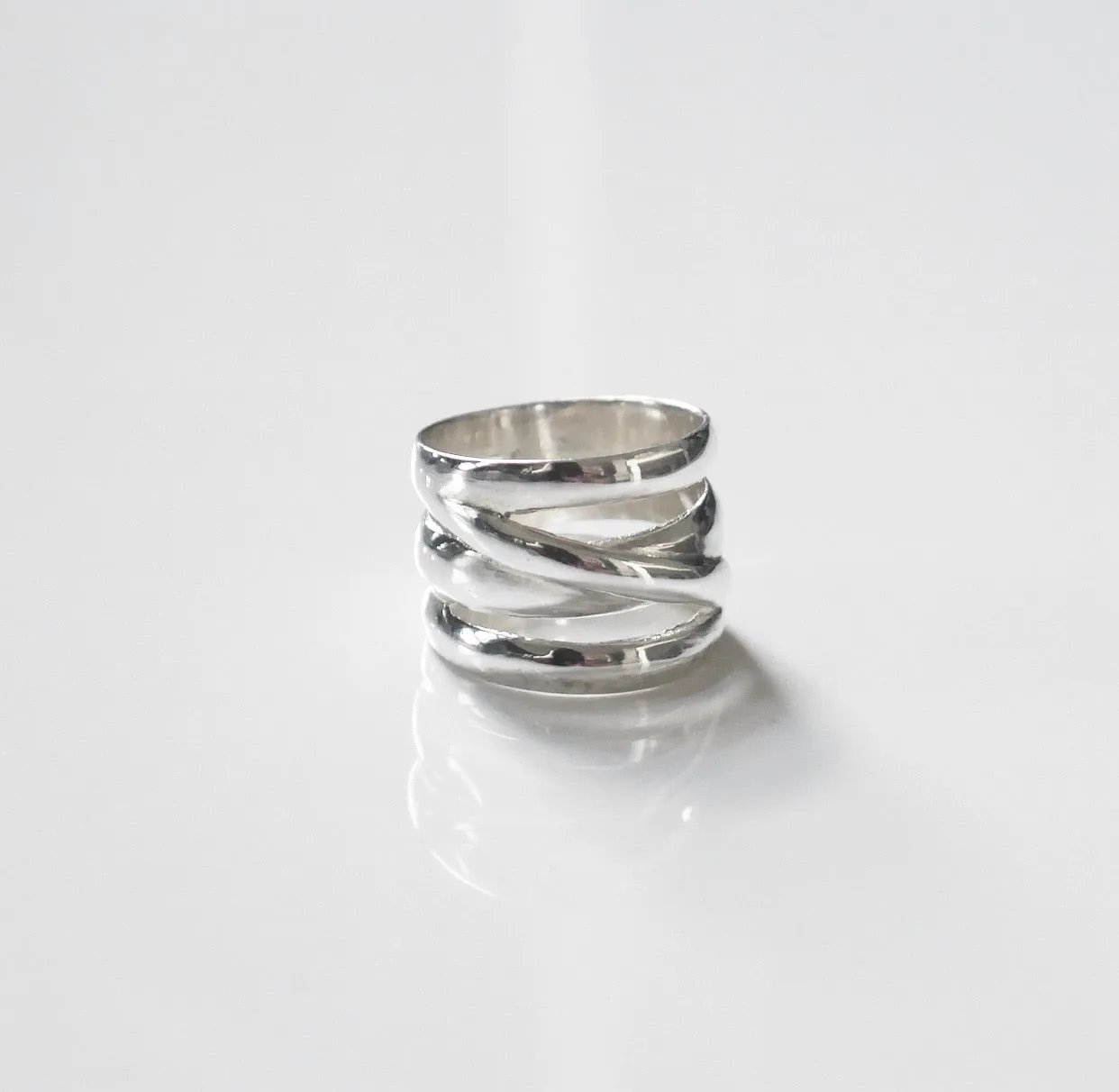 Chunky Silver Ring 925 Sterling Silver Waterproof Hypoallergenic Everyday Casual Zig Stacked Statement  Ring