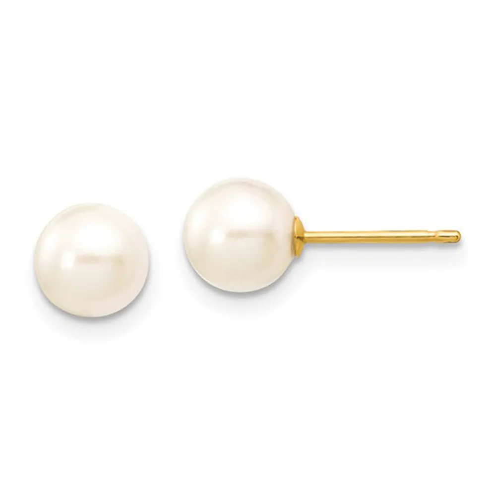 Classic Pearl Stud Earrings in 14k Yellow Gold