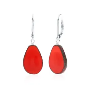 Coral Glass Beaded Teardrop Earrings