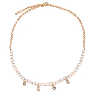 Dangle CZ's Pearl Beaded Choker