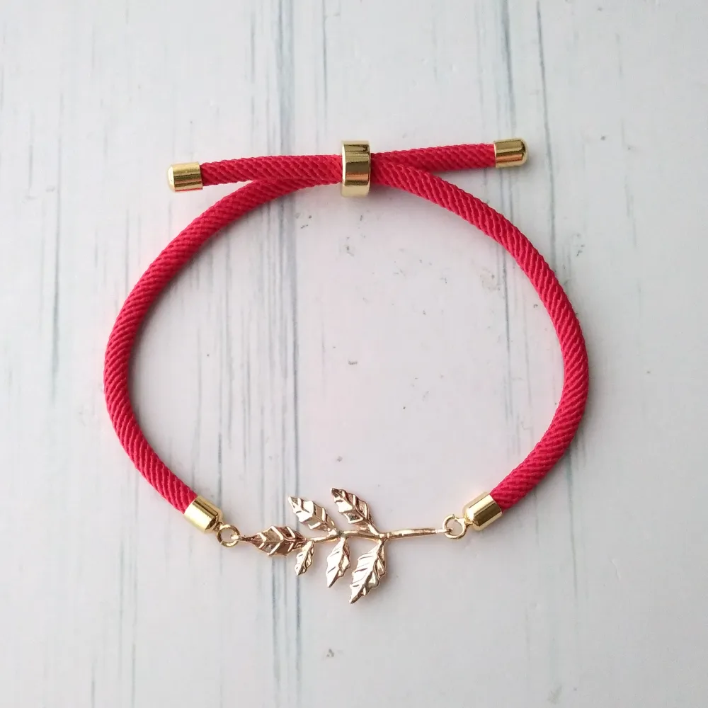 Dani Small Leaf Corded Slider Bracelet