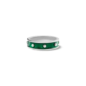 Decimus Ring Silver - Emerald Green Enamel